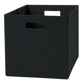 Collapsible Fabric Cube Storage Bin, Rich Black