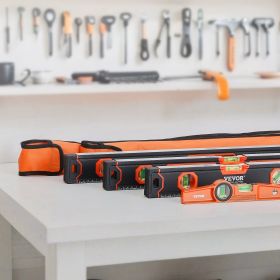 VEVOR 4-Piece Torpedo Level, 48/24/16/10 Inch All Magnetic Levels Set, Fluorescent Light Up Bubble Vials Ruler for 45/90/180 Degree