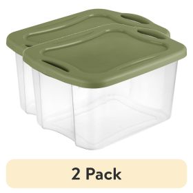 (2 pack) 40 Quart EZ Carry, Plastic Storage Bin, Full-Grip Handles, Green