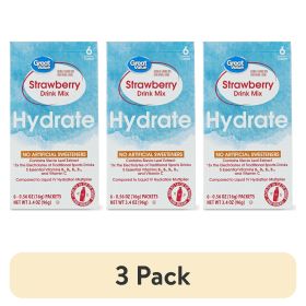 (3 pack) Strawberry Hydration Powdered Liquid Drink Mix, 0.56 oz, 6 Packets