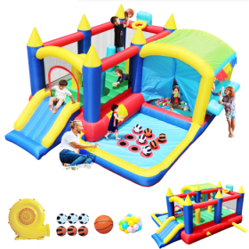 7 In 1 Inflatable Bounce House, Bouncy House With Ball Pit For Kids Indoor Outdoor Party Family Fun, Obstacles, Toddler Bouncy Castle With Ball P (Option: MultiColor)